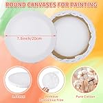 JMIATRY 10PCS Toiles rondes pour la peinture 8 Inch, Conseils de Toile Circulaire 16mm Épaisseur, Panneaux de toile de cercle vierge, Pré-stretché, Coton, Toile blanche pour huile, acrylique, Gouache, Artisanat