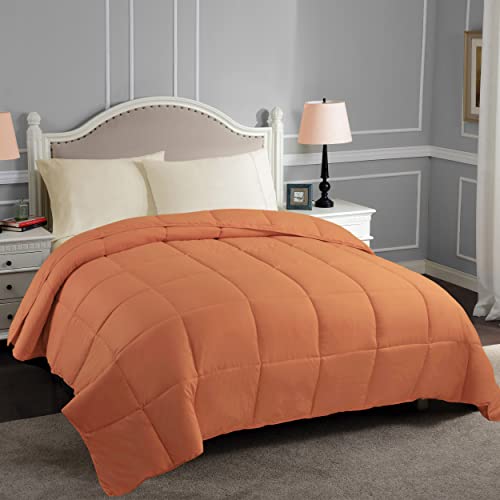 Superior Classic All-Season Down Alternative Comforter With Baffle Box Construction, Warm Filling - Full/Queen Comforter, Dusty Orange #TOP6