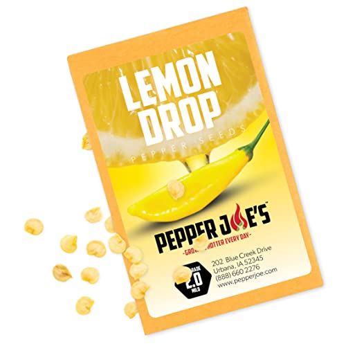 Pepper Joe’s Yellow Lemon Drop Pepper Seeds ­­­­­– Pack of 10+ Mild Hot Peruvian Pepper Seeds – USA Grown ­– Premium Non-GMO Aji Lemon Pepper Seeds for Planting in Your Garden