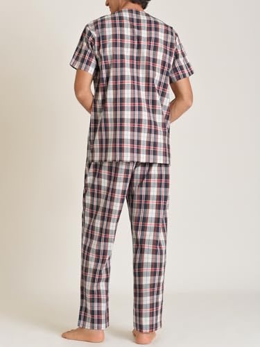 Latuza Men's Cotton Pajamas Set Button Up Shirt and Pants for Summer3