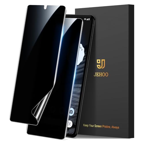 JEHOO [2 Pack] Pixel 7 Pro Privacy Screen Protector Flexible TPU [Not Glass] Fingerprint Unlock Anti-spy Easy Installation Case Friendly Bubble Free