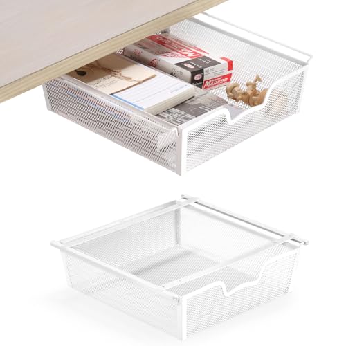 Cajón debajo del escritorio, organizador de escritorio oculto de metal, estante de almacenamiento, organizador para escritorio, cajón debajo de la encimera, cajón oculto para debajo de la encimera,
