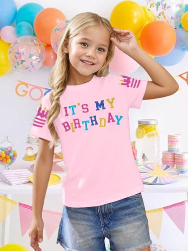 Birthday Shirts for Girls Sparkling Graphic Tees Cute Baby Girl Birthday Party Tops Summer Casual Short Sleeve Outfits3