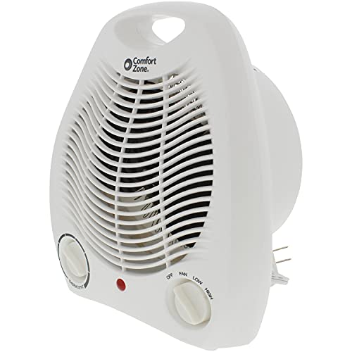Comfort Zone Cz40 750/1,500-Watt Fan-Forced Electric Portable Space Heater With Adjustable Thermostat, Overheat Protection And Safety Tip-Over Switch, White #TOP1