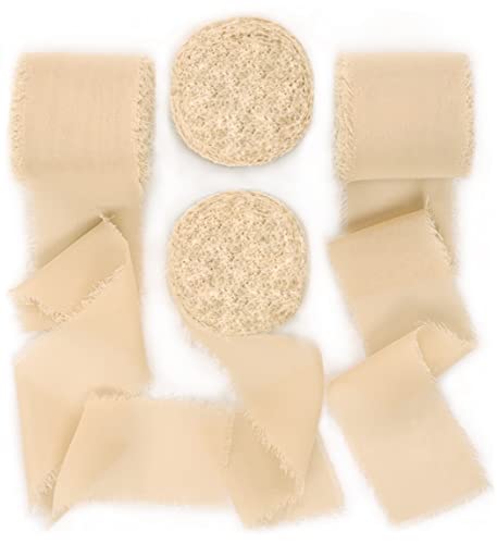 Mixsuperstore Chiffonband mit Fransen Muster, 4,5 x 2,3 m, 4 Rollen, handgefertigte Bänder für Hochzeitseinladungen, Blumensträuße, Hintergrunddekorationen F champagnerfarben Cover