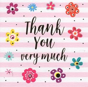 Pack Of Six Thank You Cards (ICG1607) - Thank You So Very Much - Stripes