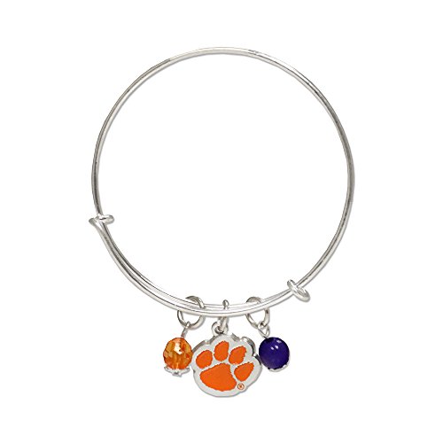 Fan Frenzy Gifts Bangle Bracelet Officially Licensed NCAA College Bracelets | Adjustable to Up to 8 Inches | College Team Jewelry (Clemson University)