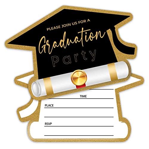 SHLINCO Invitations for Graduation Party with Envelopes, College or High School Graduation Party Supplies (20 Invitations + Envelopes)- Hat