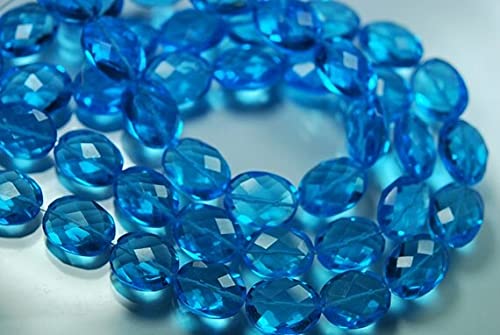 Quartz bleu suisse facetté en pépites ovales 12x16mm pour création de bijoux