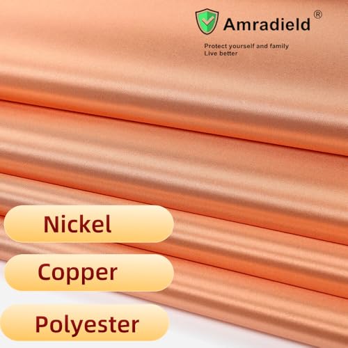 Amradield Copper Fabric Blocking RFID/RF-Reduce EMF/EMI Protection Certified Material Blocks RF Signals (WiFi, Cell, Bluetooth, Radiation Shielding) Golden Color 39"x43" inch