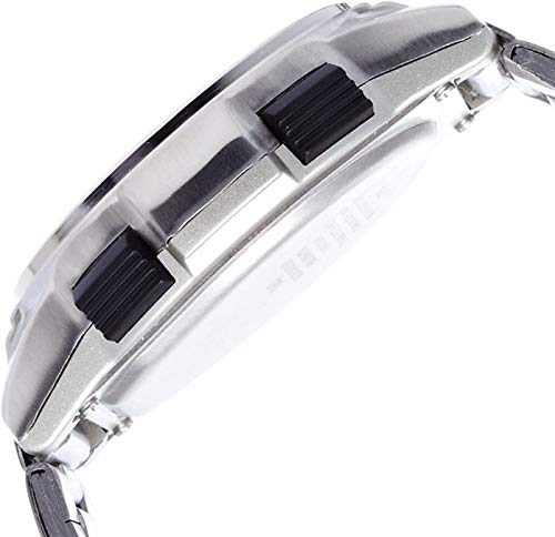 Image of Citizen Q&Q MHS5-200 Men's Digital Wristwatch, Radio, Solar, Waterproof, Date, Metal Band, Silver, Dial Color - Grey, watch