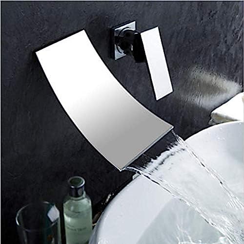 Mitigeur cascade encastrable chromé pour lavabo mural à deux trous