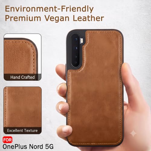 Image of MOBILOVE PU Leather Flexible Shockproof Design Back Case Cover for | OnePlus Nord (2020) (Brown)