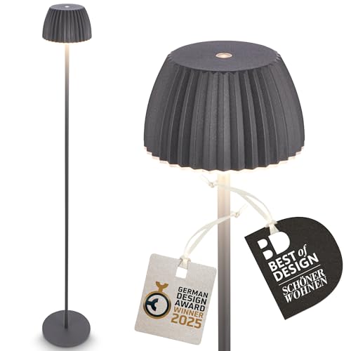 BRILONER - Riffle LED Lampadaire sans fil IP44 avec avec contrôle tactile, dimmable, fonction mémoire, lampadaire sur pied salon rechargeable, German Design...