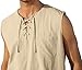 KUYIGO Men's Fashion Shirt Sleeveless Beach V-Neck Drawstring Yoga African Retro Summer Top Khaki Medium