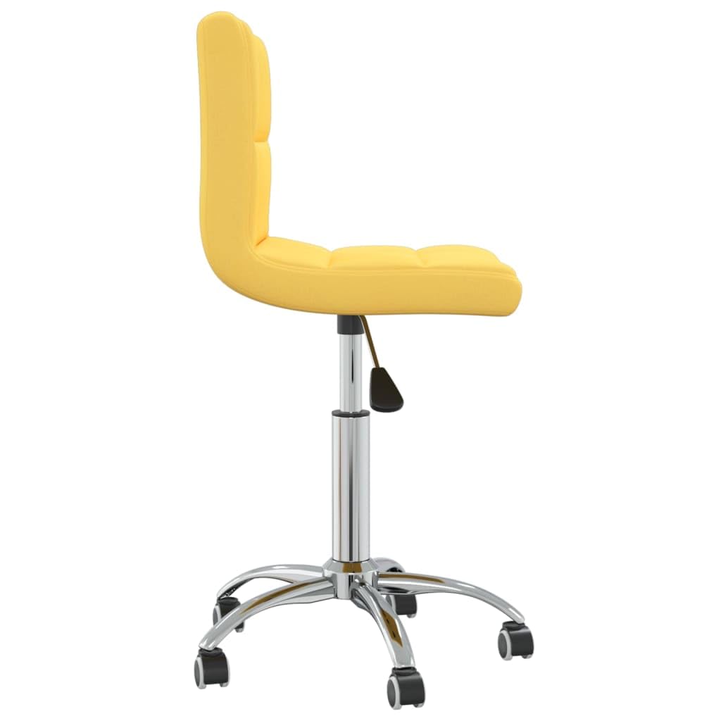 Bürostuhl, drehbar, verstellbar, Senfgelb, mit Gashebemechanismus und 360-Grad-Rollen, mit weichem Stoff bezogen und gepolstert, für ergonomischen Schreibtisch