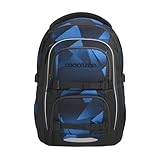 Coocazoo PORTER Schulrucksack „Electric Ice”, schwarz-blau, ergonomischer & anpassbarer Tornister, höhen- & größenverstellbar, mit Brustgurt & Hüftgurt, ab der 3. Klasse