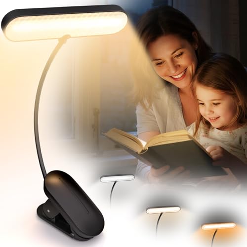 Lámpara de libro para leer sin cables con cuello flexible y pinza suave