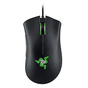 Razer DeathAdder Essential Wired Gaming Mouse I Single-Color Green Lighting I 6400DPI Optical Sensor- Black - RZ01-03850100-R3M1