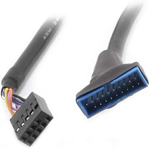 axGear New Portable USB 3.0 20-pin Header Male to USB 2.0 9-pin Female Adapter Black