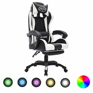 LAPOOH Gaming stoel met Lu ci LED RGB wit en zwart van kunstleer, gamingstoelen, economische gamingstoel, professionele gamingstoel (SPU:288011)
