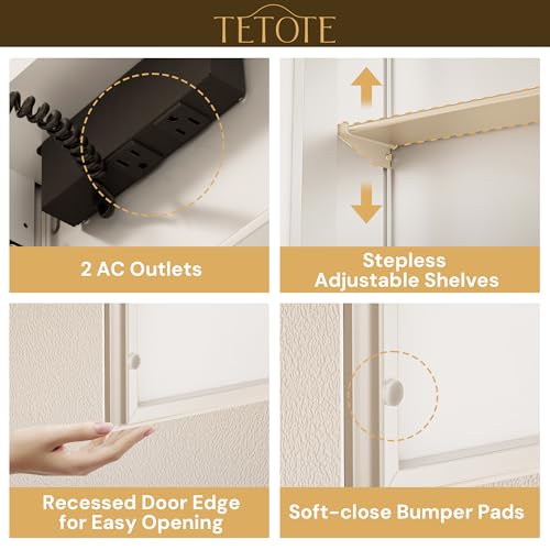 TETOTE 16 x 24 Lighted Bathroom Medicine Cabinet with Adjustable Shelves, Silver Aluminum Cabinet, Anti-Fog Stepless Dimmable 3 Colors White/Warm/Natural, Easy to Install(Wall Mount/Recessed) by TETOTE - Used condition - Image 6