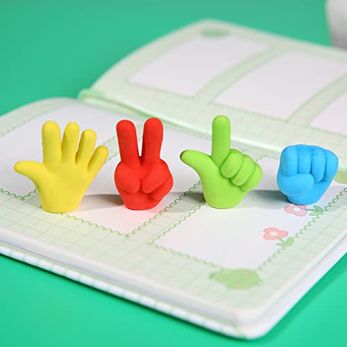 36 Pcs Pencil Top Erasers Fun Eraser Toppers For Kids, Bulk Cute Rock Paper Scissors Eraser Caps, 4 Colors #TOP2