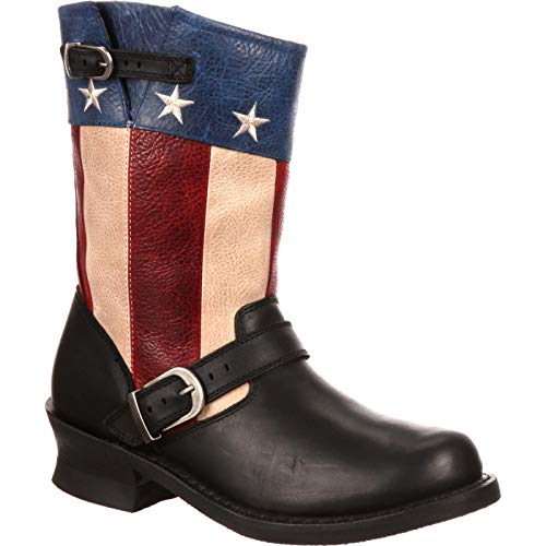 Durango DCDB025 Men's Soho Engineer Boot Black/American Flag 10.5 M US