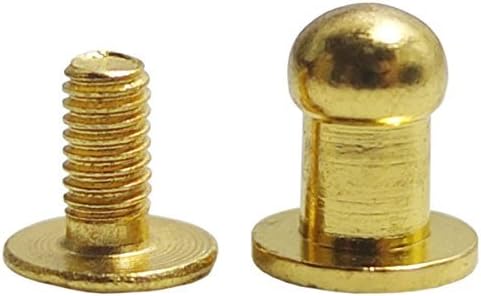 Head Button 5mm Brass Stud Screwback Screw Back Spots for Leather Rivet 100 Sets (Gold)