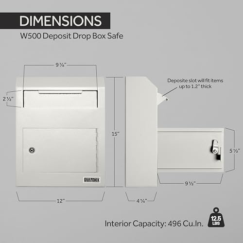 Image of Durabox Drop Box Deposit Safe 12 x 4 x 15 inch Heavy Duty Steel Wall Mount Mailbox for Mail, Letters, Checks, Keys, Cash and more for Home, Office & Commercial Use (W500) (Gray)
