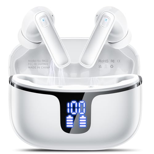 Bluetooth Kopfhörer, Kopfhörer Kabellos Bluetooth 5.3 mit HD Mic Stereo HiFi, In Ear Kopfhörer 40H Sport Kopfhörer LED D...