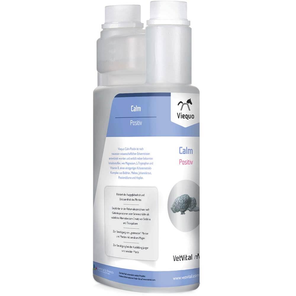 Viequo Calm Positive Complément alimentaire pour chevaux 1 l Pour soutenir les situations stressantes, la concentration et la résilience