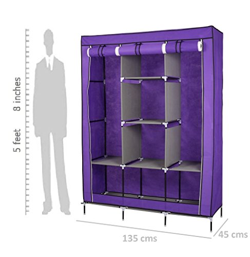 Image of GTC 6+2 Layer Fancy and Portable Foldable Collapsible Closet /Cabinet (Need to Be Assembled) (88130) (Purple) Storage Unit