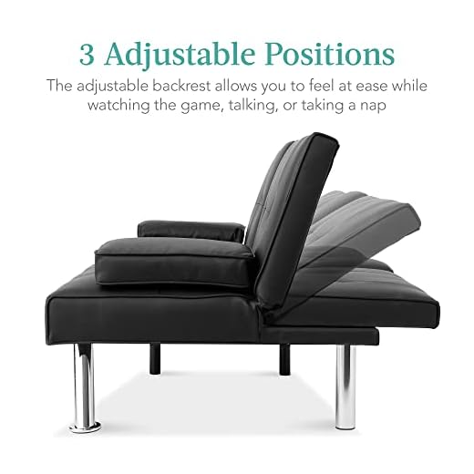 Modern Convertible Faux Leather Sofa Bed