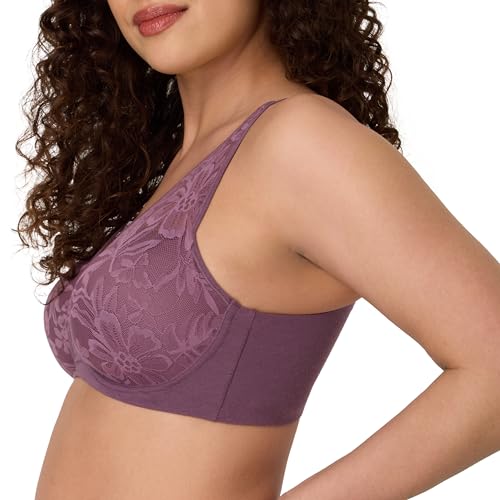 Image of Bali Women's Wireless Bras for Women - Breathe Lace Cotton Modal No Underwire Bra, Adjustable T-Shirt, Plus Size