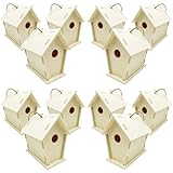 FBIRDY 12pcs DIY Wood Birdhouses Unfinished Wooden Bird...