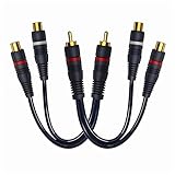 CNHIDEE RCA Splitter 1 Male to 2 Female 2 Pack, Y Splitter RCA Audio Video Cable Splitter Adapter Extension Cord 0.2M/0.65ft for Subwoofer Speaker Dark Blue