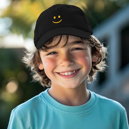 Youth Baseball Hat for Boys and Girls with Smiley Face: Strap Closure, 6 Eyelets for Great fit, Curved Visor to Keeps Sun Out3