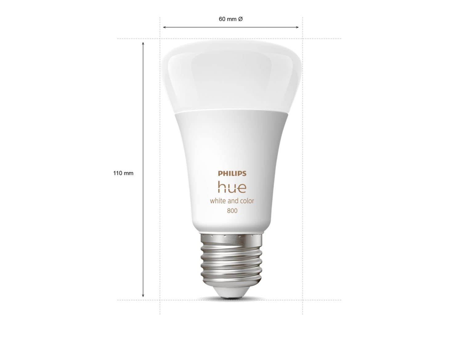 Philips Hue White & Color Ambiance Ampoules LED Connectées E27, équivalent 60W, 800 lumen, Compatible Bluetooth, pack de 2, fonctionne avec Alexa, Google Assistant, Apple Homekit, ancienne génération