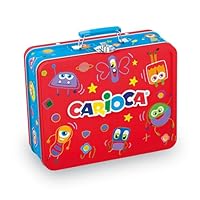 CARIOCA Blik | Uitwasbare Gekleurde Viltstiften in Geel Blik, Stiften met Dikke en Fijne Punt met Kleurboek voor Kinderen, 100 Stuks
