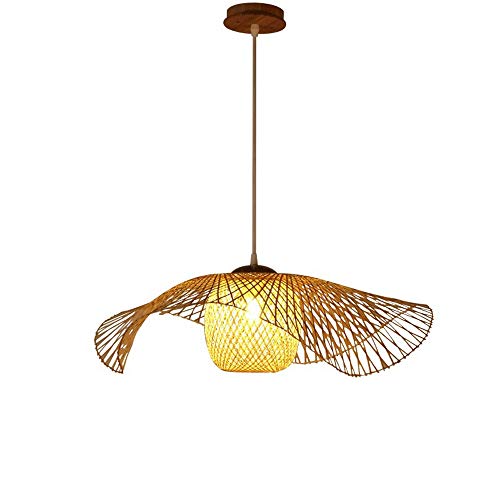 Lustre de plafond suspendu en bambou rotin luminaire rétro salle à manger