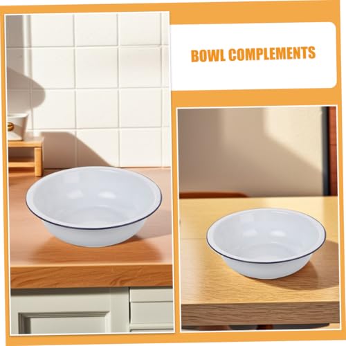 Tazón esmaltado grande oval blanco 32 cm miniatura 3