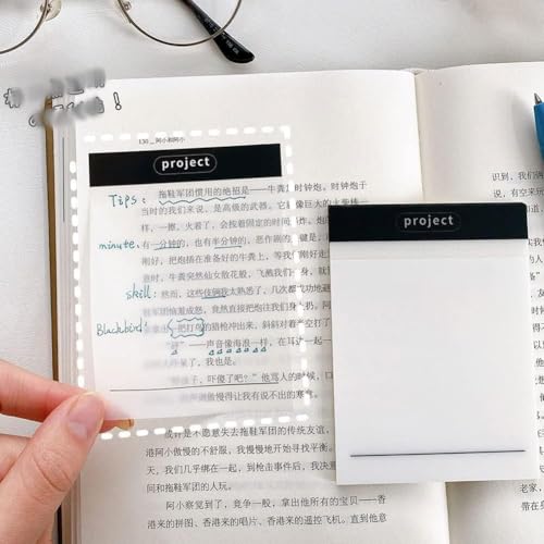 Image of PAXCOO 50 pcs Transparent Project Sticky Note,Transparent Waterproof Self Adhesive Removable Notes, Project Sticky Notes Memo Pads Clear Sticky Paper Sheets for Study, Home & Office Organization