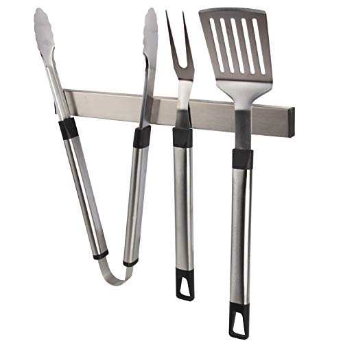 Camerons Magnetic Stainless Steel Tool Bar Rack - Strong Magnet Knife Strip W Adhesive Attaches To Grill - Hands Free Utensil Organizer Holds Up To 10 Tools thumb #1