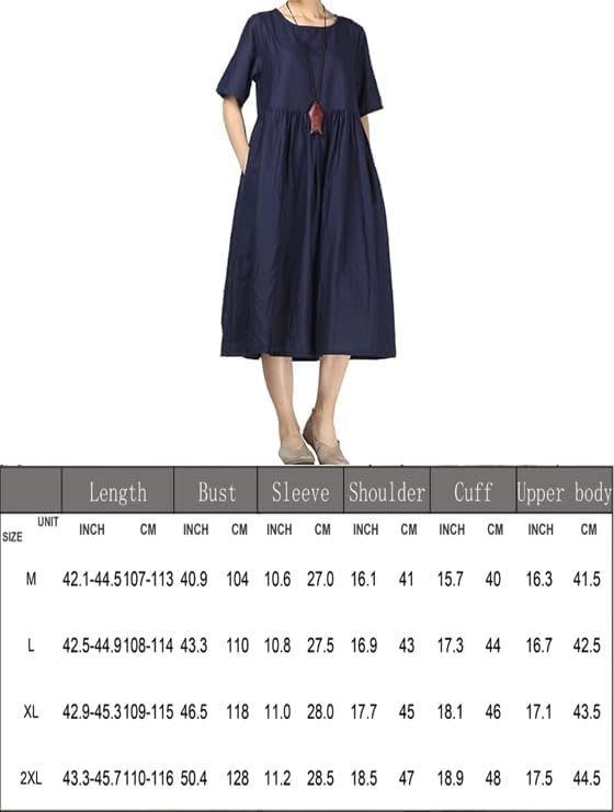 Minibee Women's Linen Tunic Summer Dress Casual Midi Dresses with Pockets - Image 7