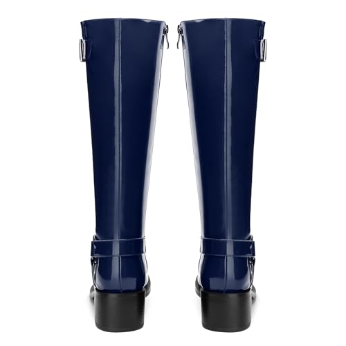 Women's Knee High Boots, Low Heels Side Zipper Boots, Solid Fashion Knee High Round Toe Boot for Women4