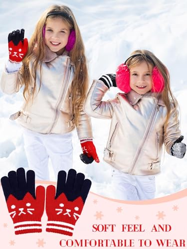 Guantes de invierno para niños y niñas elásticos y cálidos en pack de 2 pares 4
