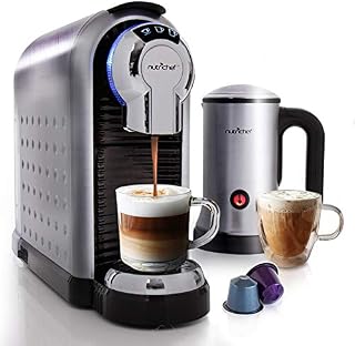 NutriChef Nespresso Machine Coffee & Cappuccino Maker with Milk Frother - Compatible