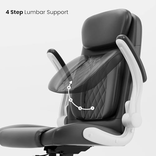 Image of Green Soul Bosco Premium Leatherette Ergonomic Office Chair, High Back | Home Office Executive Chair with Cushion Seat, Flip-up Padded Armrests, 4-Stage Adjust Lumbar Support (Full Black)