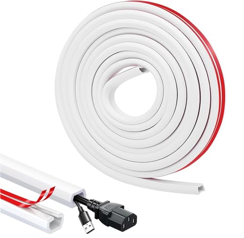 4 Metros Canal de Cable Flexible, 15mmx 10mm Cable Canaleta Cables Pared Adhesivo, Cables Pequeña de TV para Sistema, Cables en el Suelo de la Pared, Blanco